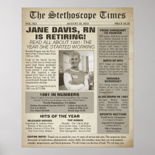 1981 Stethoscope Times for Nurse Retirement Party Poster