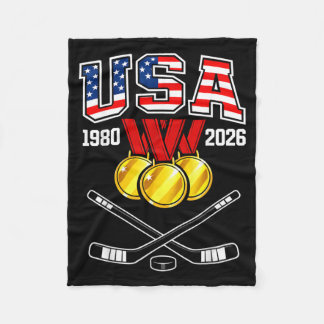 1982 2026 Hockey Vintage USA gekreuzte Schläger Fleecedecke