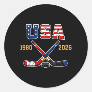 1982 2026 Hockey Vintage USA gekreuzte Schläger Runder Aufkleber
