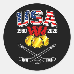 1982 2026 Hockey Vintage USA gekreuzte Schläger Runder Aufkleber