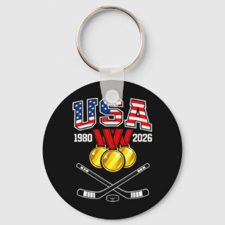1982 2026 Hockey Vintage USA gekreuzte Schläger Schlüsselanhänger