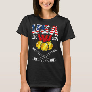 1982 2026 Hockey Vintage USA gekreuzte Schläger T-Shirt