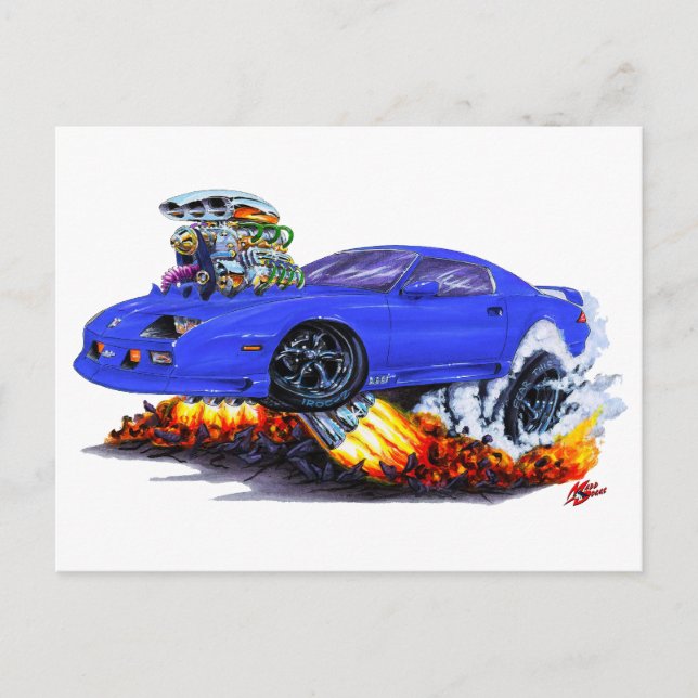 1982-92 Camaro Blue Car Postkarte (Vorderseite)