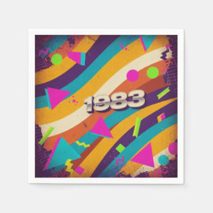 1983 - Retro Vintag 80er Neon Geometric - Serviette