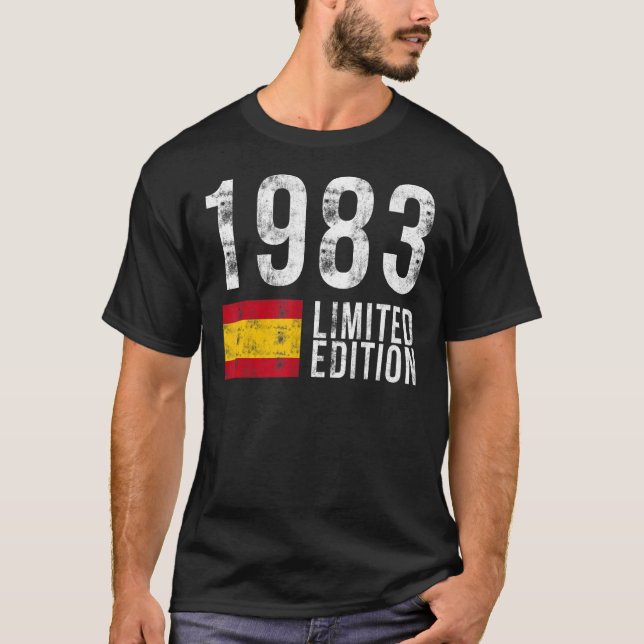 1983 Spanien mit Flagge Geburtstag T-Shirt (Vorderseite)