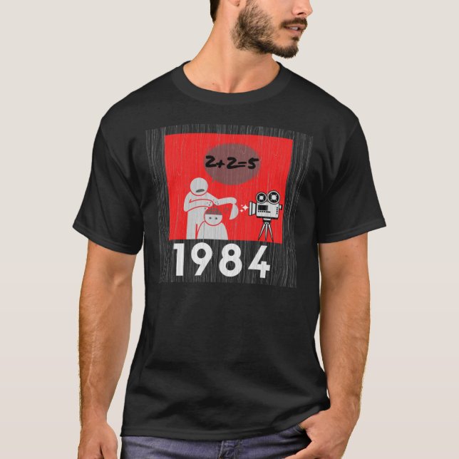 1984 2+2=5 George Orwell Buch Inspiriert Dystopian T-Shirt (Vorderseite)