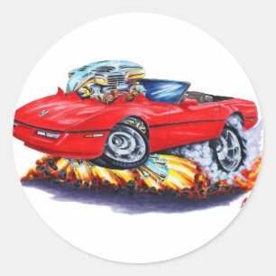 1984-93 Corvette Red Convertible Runder Aufkleber