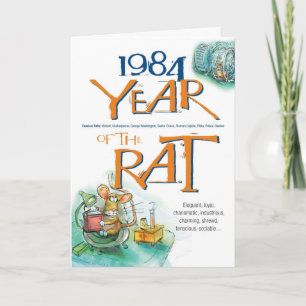 1984 Chinesischer Zodiac Rat Funny Birthday Karte