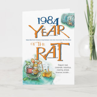 1984 Chinesischer Zodiac Rat Funny Birthday Karte