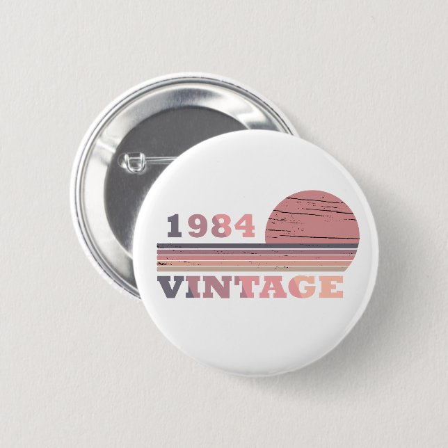 1984 geboren Elegante moderne Vintage-Geburtstagsf Button (Vorne & Hinten)