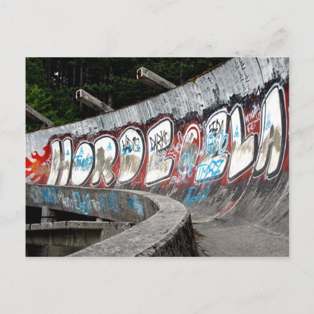 1984 Olympia-Rodelbahn, Sarajevo Postkarte (Vorderseite)