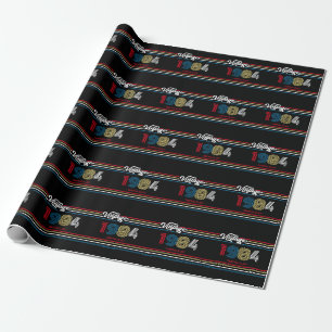 1984 Retro Stripe Vintages individuelles Alter - J Geschenkpapier