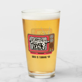 1984 Vintages Retro-Fernsehen 40. Geburtstag Glas