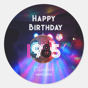 1985 Disco Ball 40. Geburtstag Party Runder Aufkleber