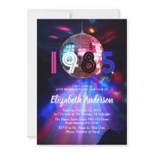 1985 Disco Ball 40. Geburtstags-Party Einladung