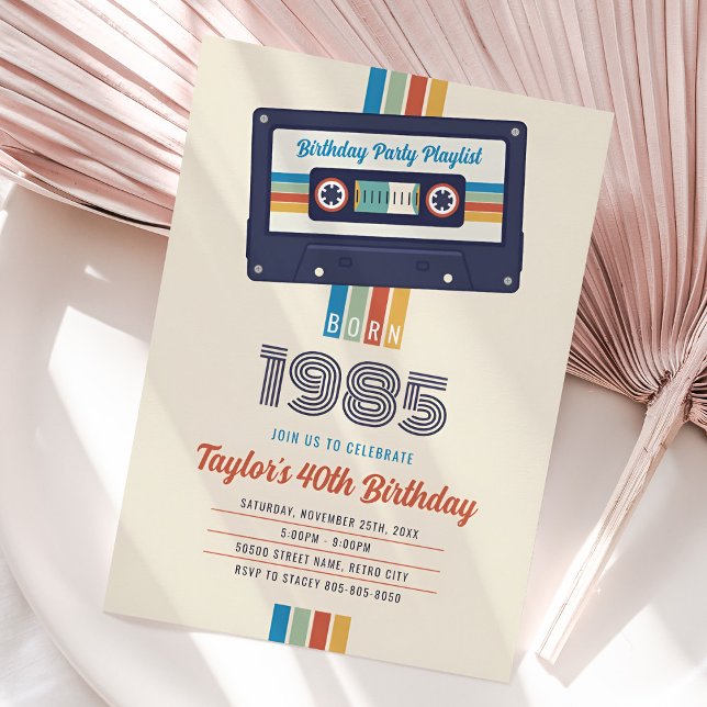1985 Einladung zum Geburtstag, 40. Retro (Born in 1985 Vintage Birthday Invitation)