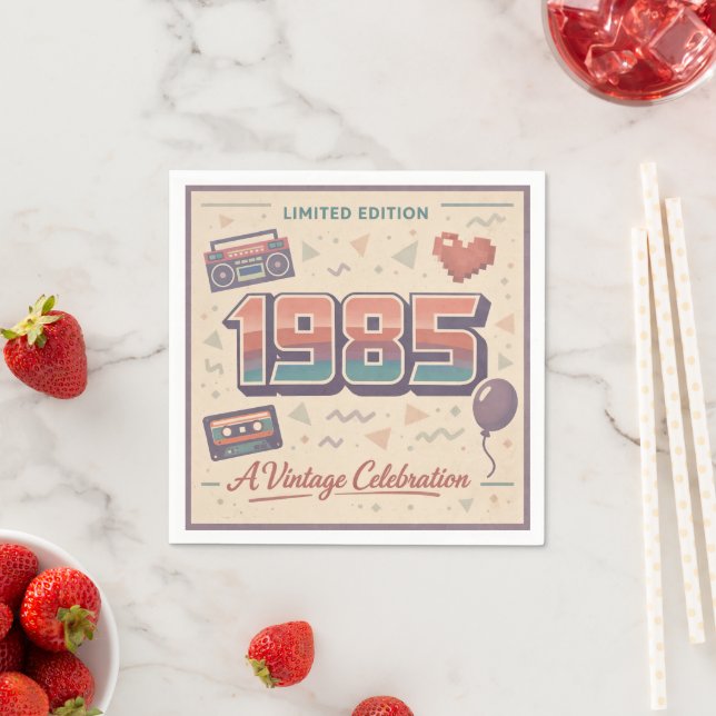 1985 geboren Retro-Papier Servietten | Retro  (Beispiel)