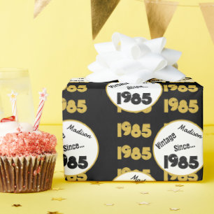 1985 Geburtsjahr Geburtstag schwarz falsches Gold Geschenkpapier