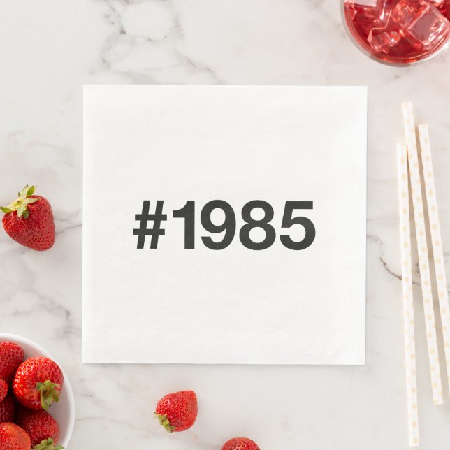 1985 Hashtag 40 Geburtstag Serviette (Beispiel)