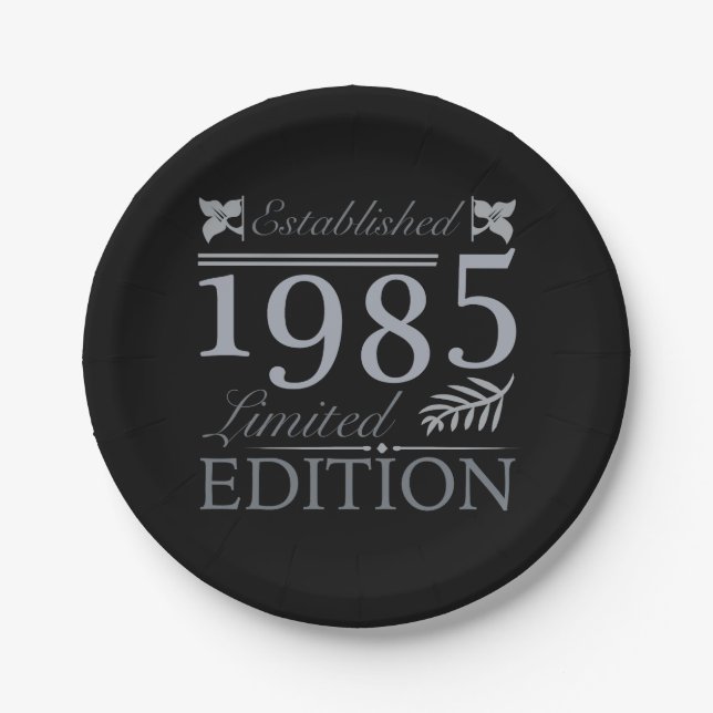 1985 Limited Edition 40. Geburtstag Pappteller (Vorderseite)