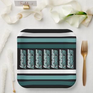1985 Retro Stripe Aquamarin Pappteller