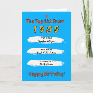 1985 Top Liste Geburtstag Karte