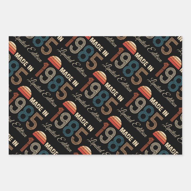 1985 Vintag 40. Geburtstag Geschenkpapier Set (Vorderseite)