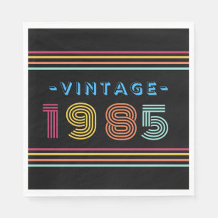 1985 Vintag Retro Stripe Neon Bright Napkins Serviette