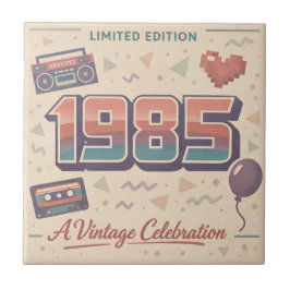 1985 Vintage Geburtstag Keramikfliese – Retro 80er