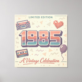 1985 Vintage Geburtstags-Leinwanddruck – Retro Lim Leinwanddruck