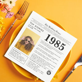 1985 Zeitung zum Geburtstag Trivia Serviette