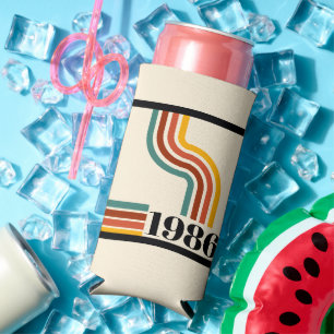 1986 40. Geburtstag Retro-Streifen Vintage Selters Dosenkühler
