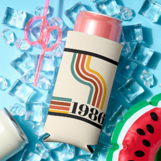 1986 40. Geburtstag Retro-Streifen Vintage Selters Dosenkühler
