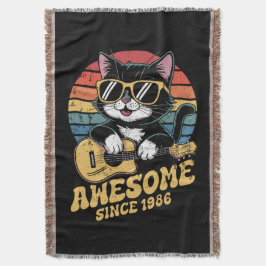 1986 Birthday Retro Cat Lover Ukulele 40th Bday Decke