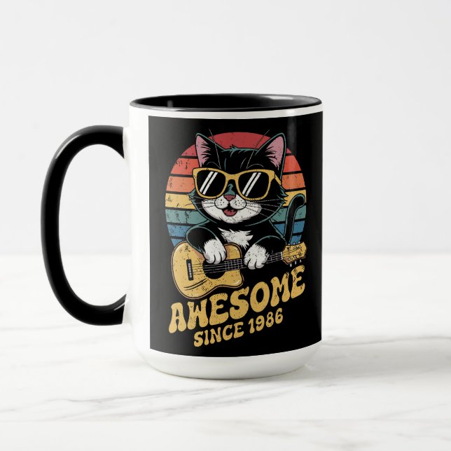 1986 Birthday Retro Cat Lover Ukulele 40th Bday Tasse (Links)