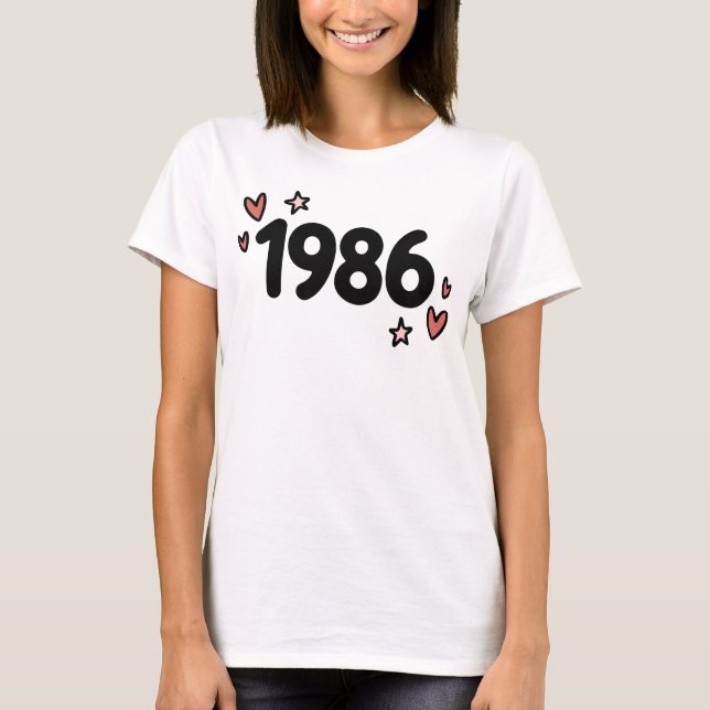 1986 Cute Retro Birthday T-Shirt (Vorderseite)