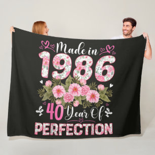 1986 Hergestellt Blumen 40. Geburtstag Frauen Blum Fleecedecke