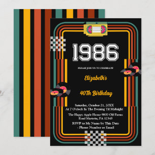 1986 Retro-Kassette Disco 40. Geburtstag Einladung