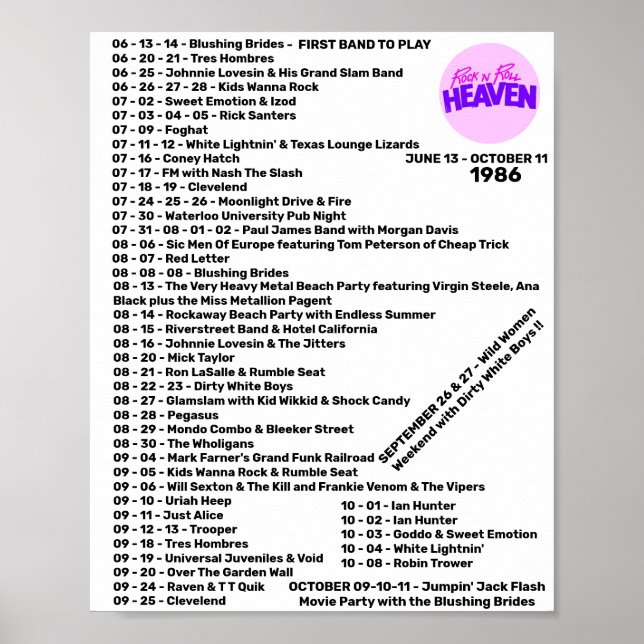 1986 TEIL 1 - ROCK'N'ROLL HEAVEN POSTER (Vorne)