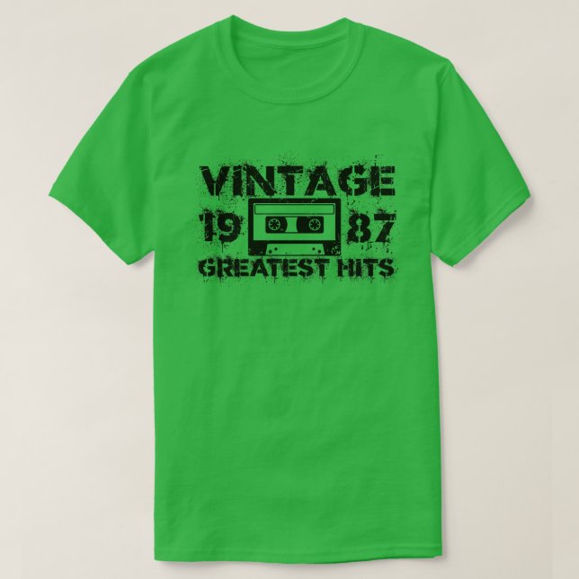 1987 Beste Treffer Vintag Black T-Shirt (Design vorne)
