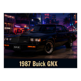 1987 Buick GNX Miami Retro 1980er Amerikanisch Poster