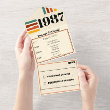1987 Retro-Vintage-Plakat 40. Geburtstag Schwarz