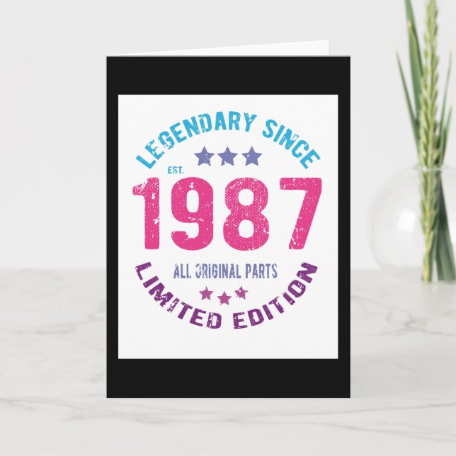 1987 Vintager Geburtstag Karte (Vorderseite)