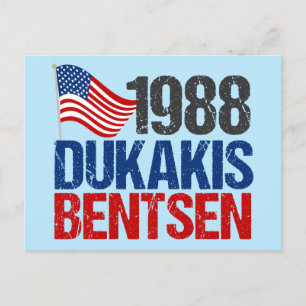 1988 Dukakis Bentsen Lustige Retro-Wahl Postkarte