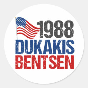 1988 Dukakis Bentsen Retro-Demokrat Runder Aufkleber