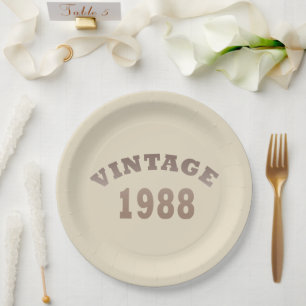 1988 geboren elegante moderne vintage Geburtstagsf Pappteller