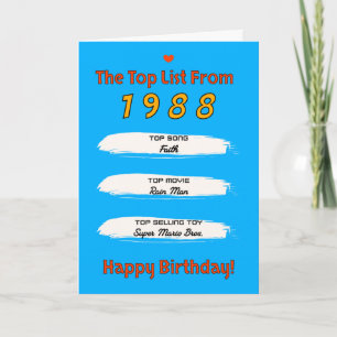 1988 Top-Liste Geburtstag Karte