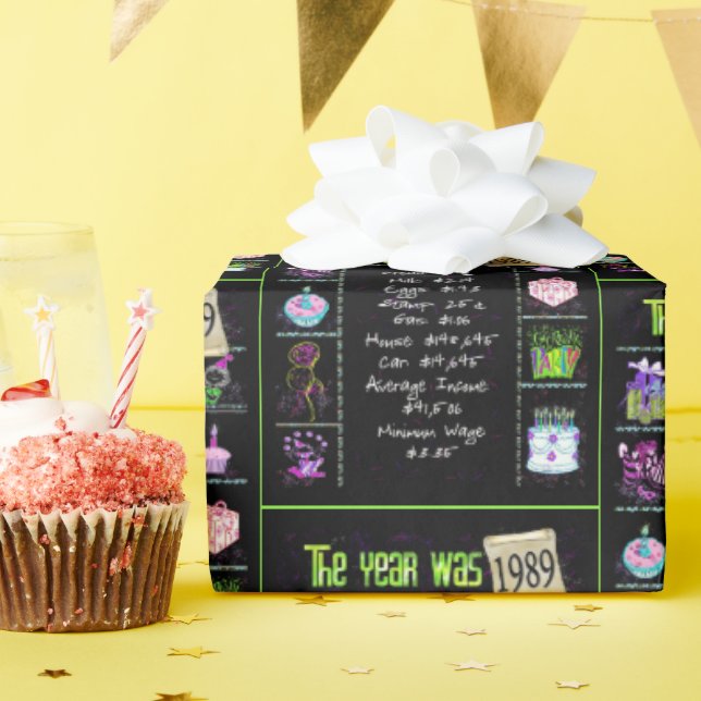 1989 Geburtstagsjahr Trivia Geschenkpapier (Geburtstagsparty)