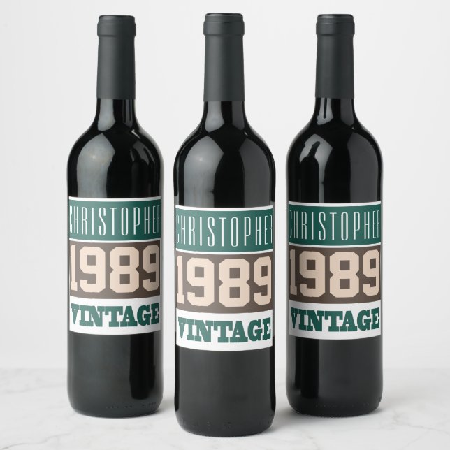 1989 Year of Birth Wine Label Weinetikett (Flaschen)