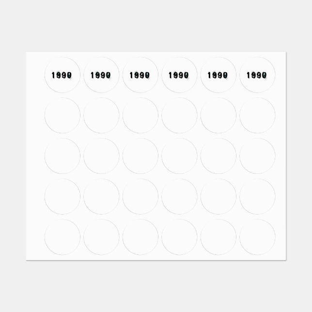 1990 Geburtsjahr Runde Aufkleber | Geburtstagsumsc (Blatt)